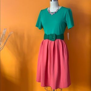 NWT LulaRoe Amelia vintage style XL pink/ green